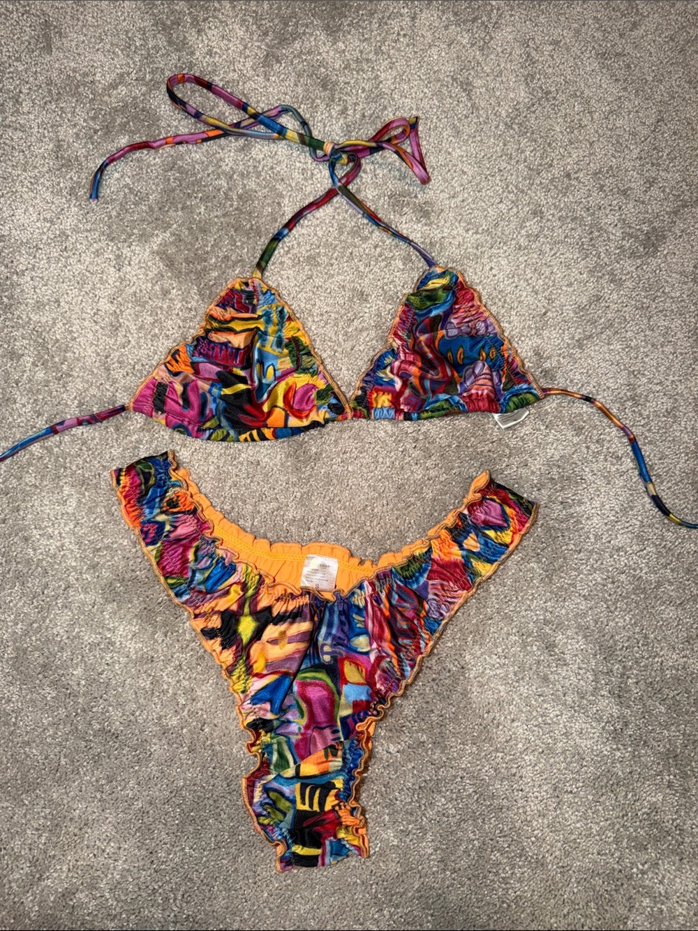 Strawberry Milk Mob Multicolor Abstract Triangle Bikini